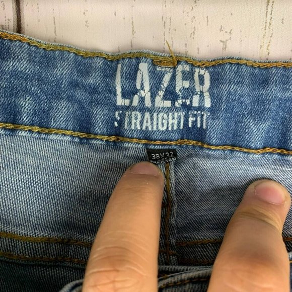 Lazer 38x32‎ Straight Fit ￼Mid Rise Blue Jeans Pants Denim Mens - Picture 3 of 12